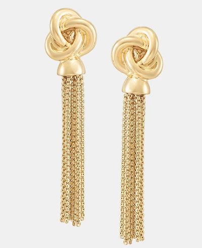 Anne Klein Gold-Tone Tassel Knot Ez Comfort Clip Earrings