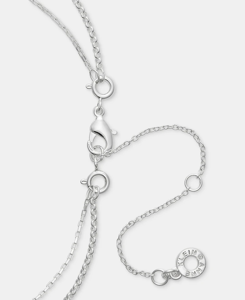 Anne Klein Silver-Tone Two-in-One Navette Stone Pendant Necklace