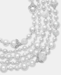 Anne Klein Silver-Tone Imitation Pearl Crackle Stone Torsade Necklace