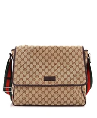Pre-Owned Gucci Medium Web Strap Flap Messenger Gg Canvas