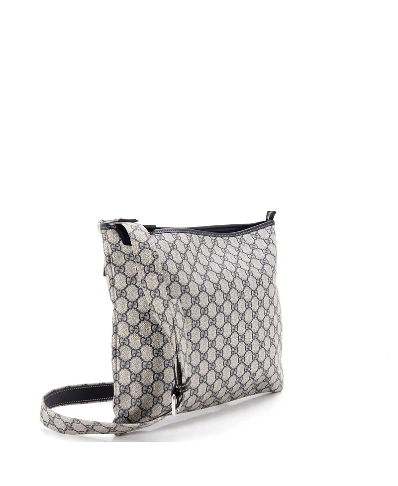 Pre-Owned Gucci Large Web Loop Flat Messenger Gg Coated Canvas