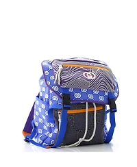 Pre-Owned Gucci Large Panelled Double Buckle Backpack Gg Jacquard Nylon and Rubber