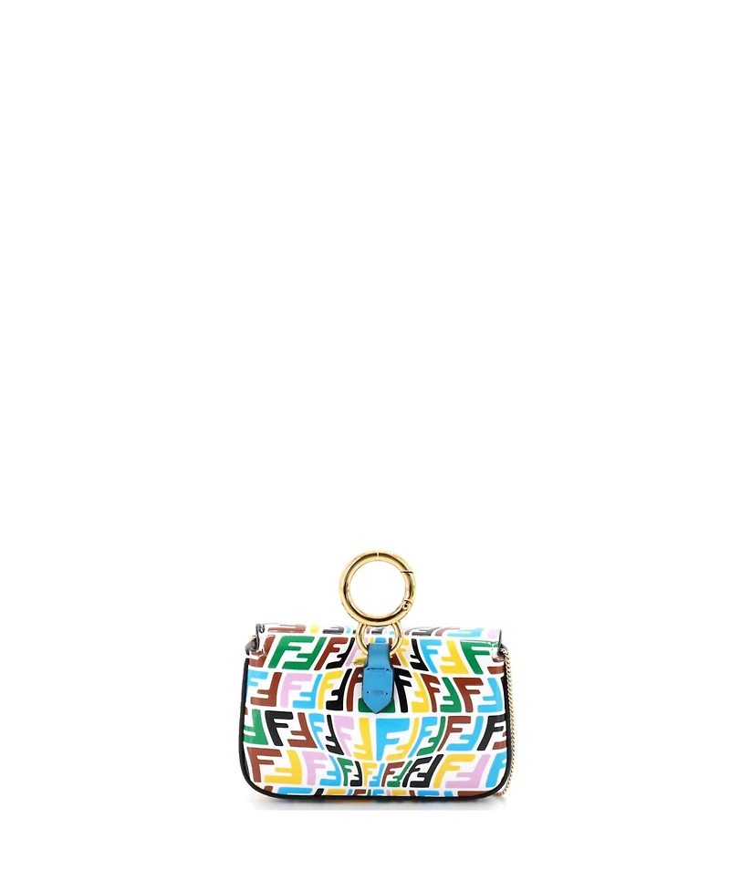 Pre-Owned Fendi Nano Chain Baguette Charm Bag Vertigo Zucca Leather