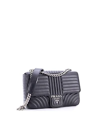 Pre-Owned Prada Chain Flap Shoulder Bag Diagramme Quilted Leather