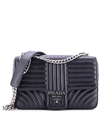 Pre-Owned Prada Chain Flap Shoulder Bag Diagramme Quilted Leather
