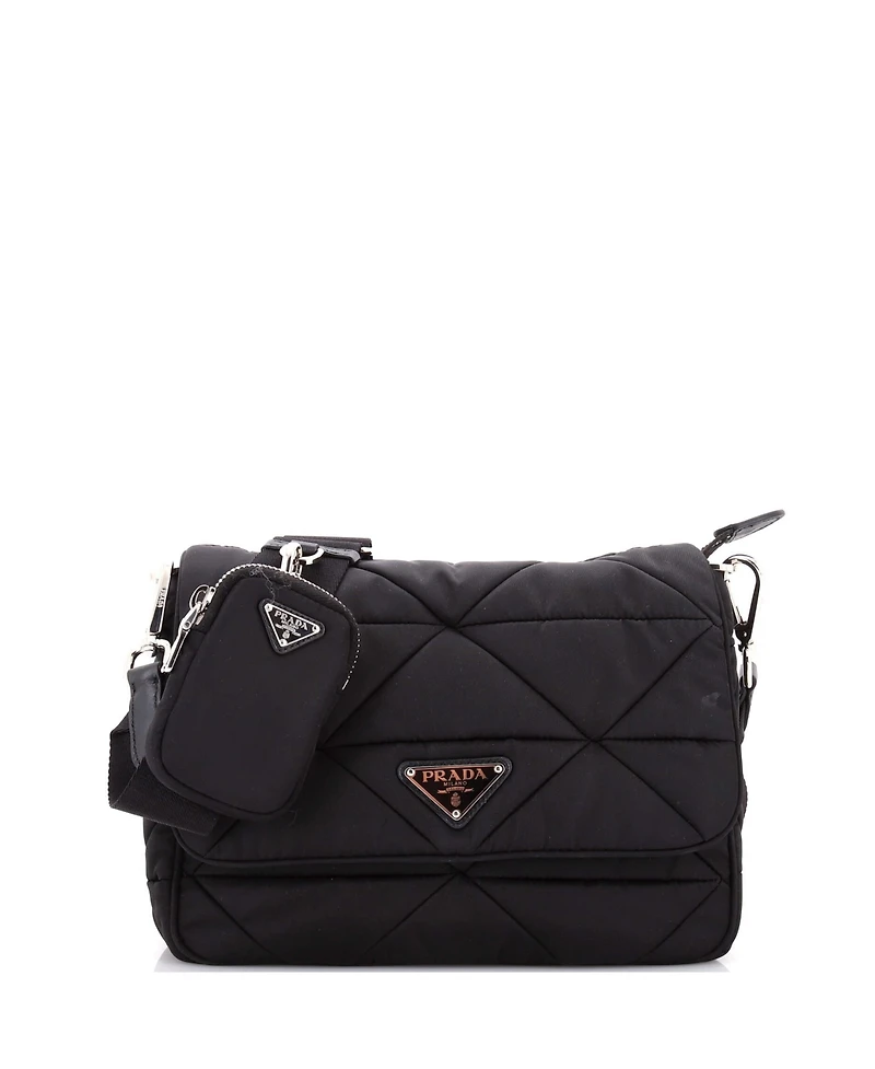 Pre-Owned Prada Padded Flap Shoulder Bag Quilted Tessuto