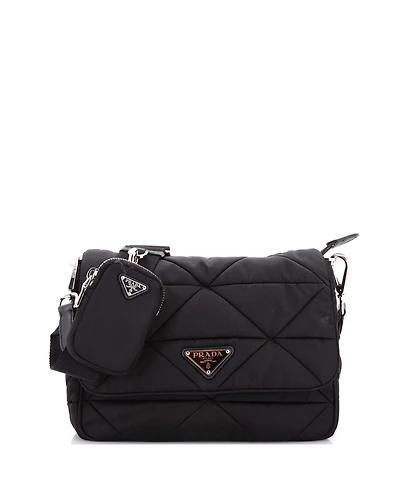 Pre-Owned Prada Padded Flap Shoulder Bag Quilted Tessuto