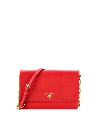 Pre-Owned Prada Small Wallet on Strap Saffiano Leather