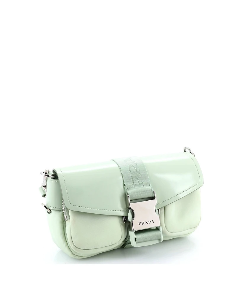 Pre-Owned Prada Buckle Pocket Crossbody Bag Spazzolato Leather and Tessuto