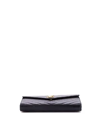 Pre-Owned Saint Laurent Medium Classic Monogram Wallet on Chain Matelasse Chevron Leather