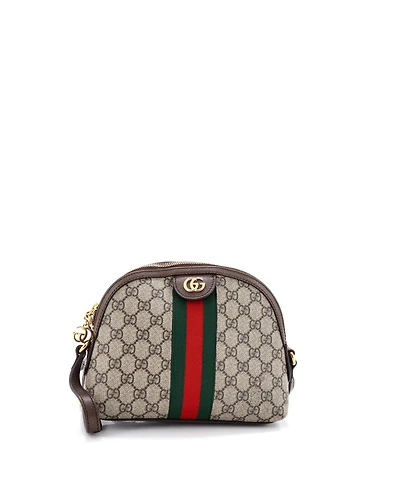 Pre-Owned Gucci Small Ophidia Dome Shoulder Bag Gg Coated Canvas