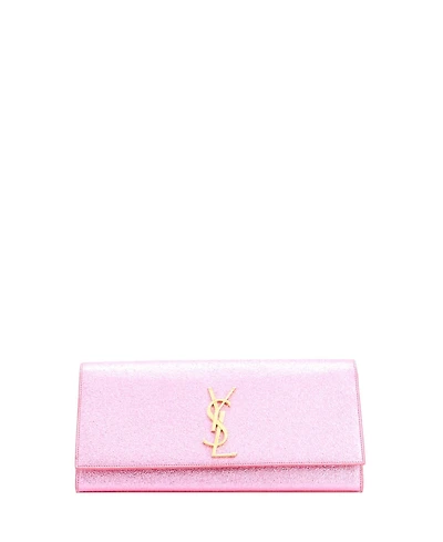 Pre-Owned Saint Laurent Long Classic Monogram Clutch Metallic Calfskin