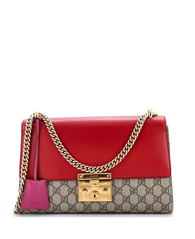 Pre-Owned Gucci Medium Padlock Shoulder Bag Gg Coated Canvas and Leather