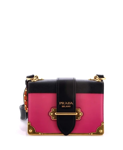 Pre-Owned Prada Small Cahier Crossbody Bag Leather and Saffiano Leather