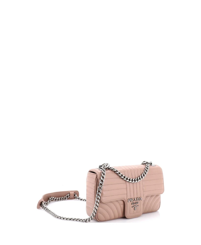 Pre-Owned Prada Medium Chain Flap Shoulder Bag Diagramme Quilted Leather