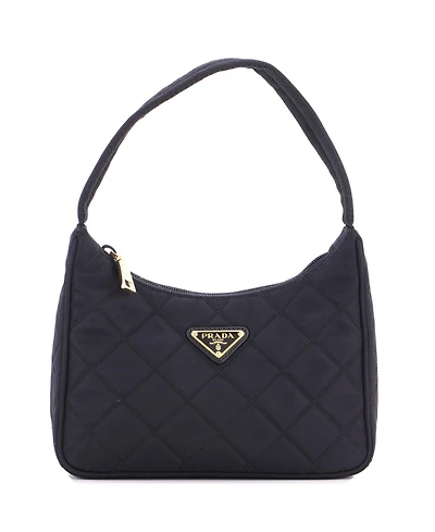 Pre-Owned Prada Small Hobo Quilted Tessuto