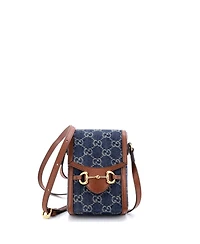 Pre-Owned Gucci Mini Horsebit 1955 Crossbody Bag Gg Denim