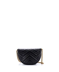 Pre-Owned Gucci Mini Gg Marmont Half Moon Flap Crossbody Bag Matelasse Leather