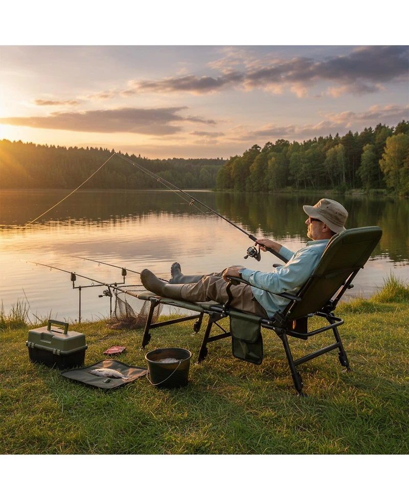 Sugift Oversized Foldable Fishing Chair with Detachable Footrest