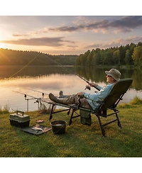 Sugift Oversized Foldable Fishing Chair with Detachable Footrest