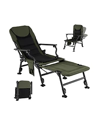 Sugift Oversized Foldable Fishing Chair with Detachable Footrest