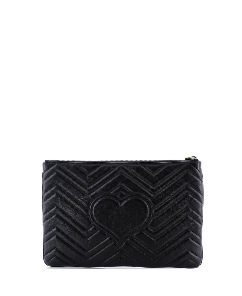 Pre-Owned Gucci Gg Marmont Clutch Matelasse Leather
