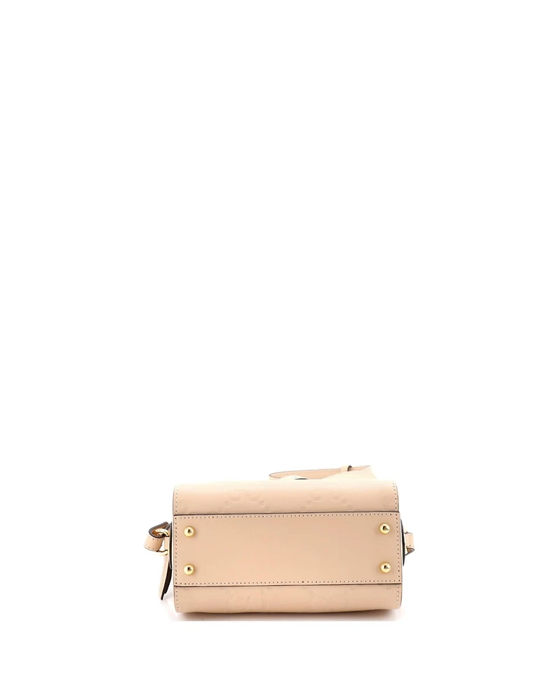 Pre-Owned Gucci Mini Convertible Top Handle Bag Jumbo Gg Embossed Leather