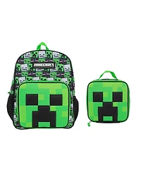 Minecraft Creepers 2-Piece 16"Premium Backpack and Lunch Box Set For School And Travel