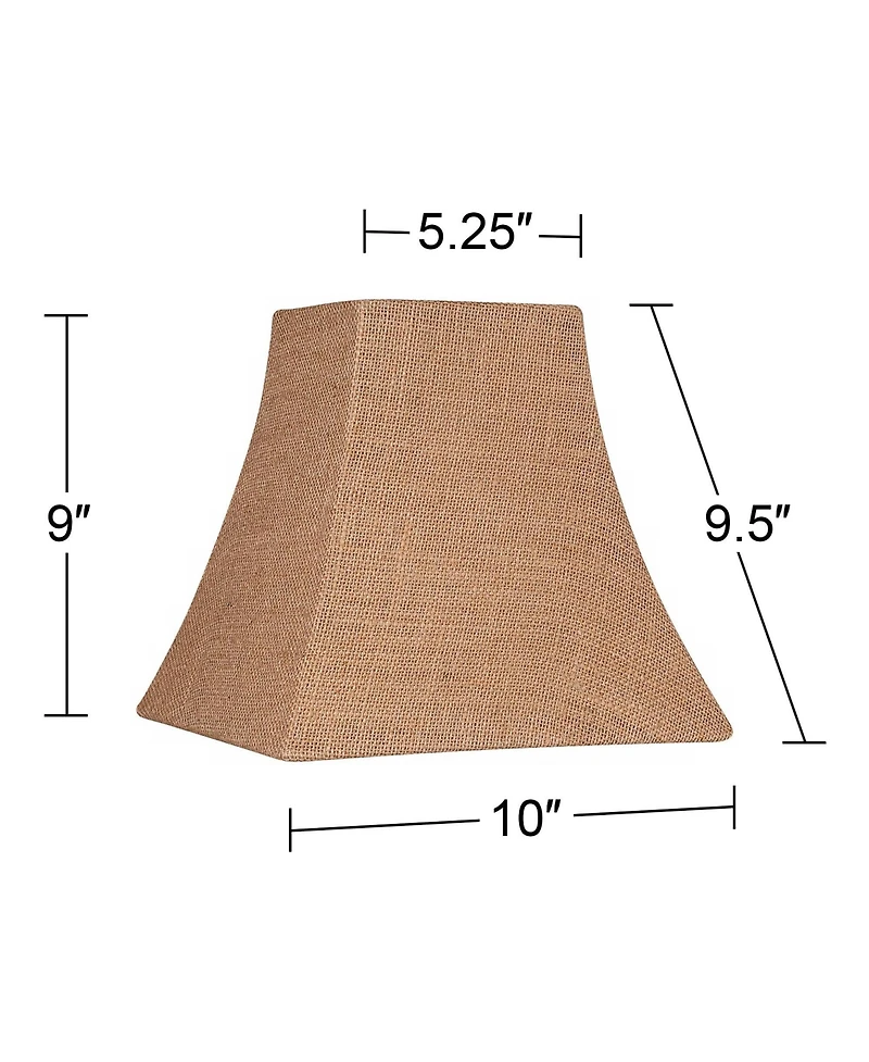 Springcrest Burlap Small Square Lamp Shade 5.25" Top x 10" Bottom x 9.5" Slant x 9" High (Spider) Replacement with Harp and Finial