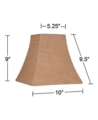 Springcrest Burlap Small Square Lamp Shade 5.25" Top x 10" Bottom x 9.5" Slant x 9" High (Spider) Replacement with Harp and Finial