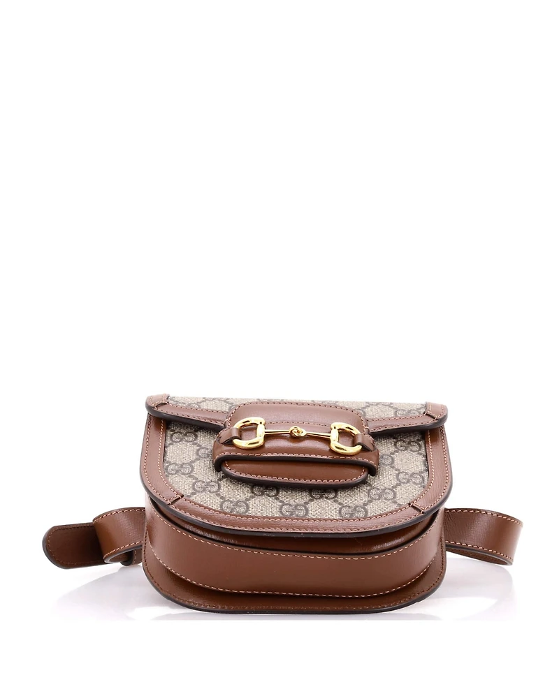 Pre-Owned Gucci Mini Horsebit 1955 Shoulder Bag Gg Coated Canvas with Leather