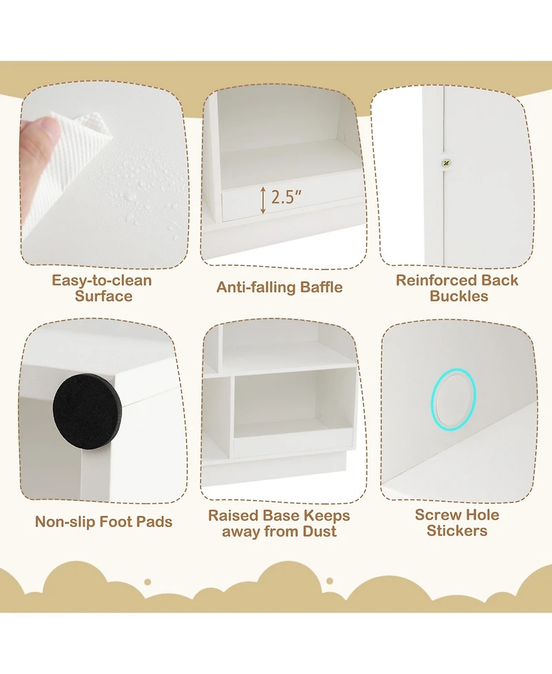 Sugift 3 Tier House Shaped Kids Toy Storage Organizer with Open Shelves