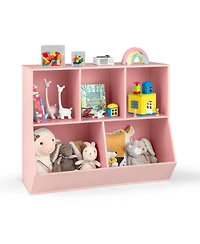 Sugift 5 Cube Wooden Kids Toy Storage Organizer with Anti Tipping Kit