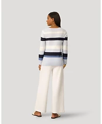 Cable & Gauge Women's Texture Stripe V-Neck Sweater