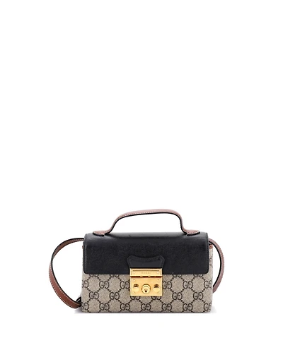 Pre-Owned Gucci Mini Padlock Top Handle Bag Gg Coated Canvas and Leather