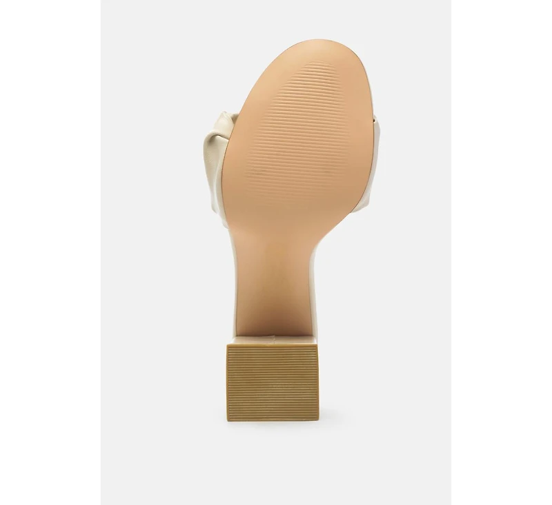 Womens Noie Ruched Strap Block Heel Sandals