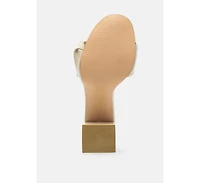 Womens Noie Ruched Strap Block Heel Sandals