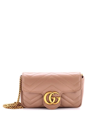 Pre-Owned Gucci Mini Gg Marmont Flap Bag Matelasse Leather