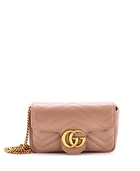 Pre-Owned Gucci Mini Gg Marmont Flap Bag Matelasse Leather