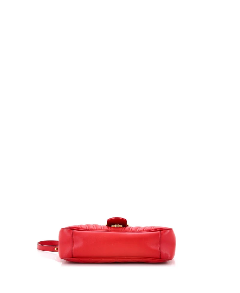 Pre-Owned Gucci Small Gg Marmont Flap Bag Matelasse Leather