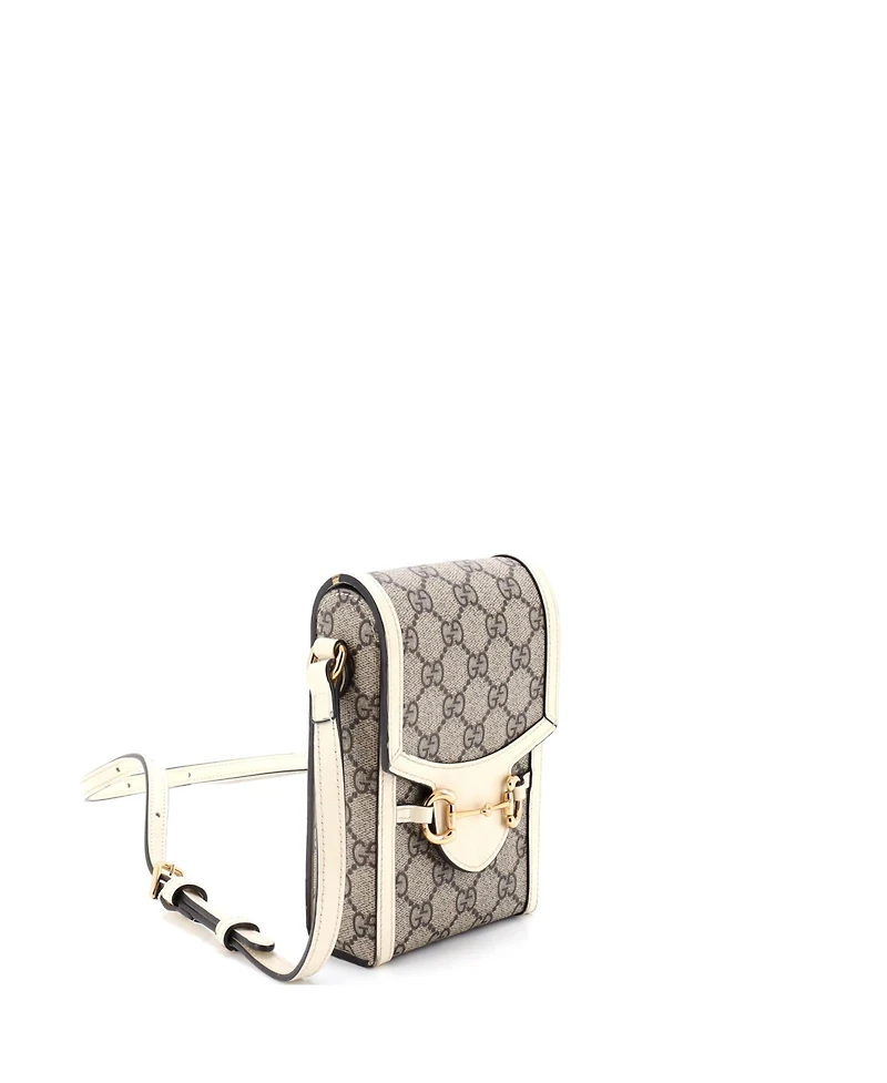 Pre-Owned Gucci Mini Horsebit 1955 Crossbody Bag Gg Coated Canvas with Leather