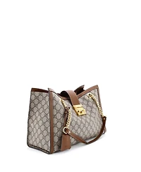 Pre-Owned Gucci Medium Padlock Chain Tote Gg Coated Canvas with Leather