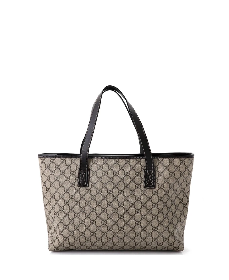 Pre-Owned Gucci Medium Plus Tote Gg Coated Canvas with Leather