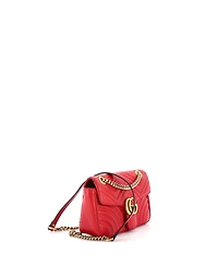 Pre-Owned Gucci Small Gg Marmont Flap Bag Matelasse Leather