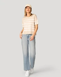 Cable & Gauge Women's Stripe Crystal Detail Sweater