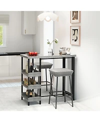 Sugift 43.5 in Outdoor Bar Table with Tempered Glass Top