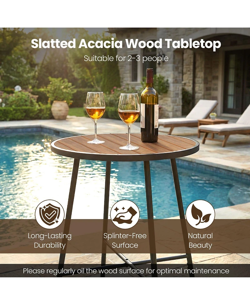 Sugift 41 in Outdoor Bar Height Round Patio Table with Wood Top