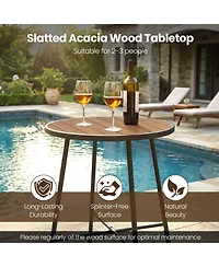 Sugift 41 in Outdoor Bar Height Round Patio Table with Wood Top
