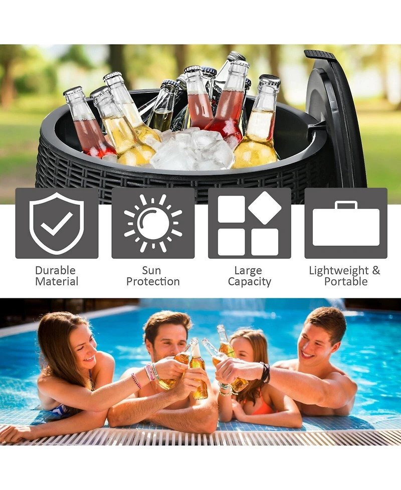 Sugift 4 in 1 Patio Rattan Cool Bar Cocktail Table