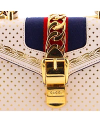 Pre-Owned Gucci Mini Sylvie Top Handle Bag Printed Leather